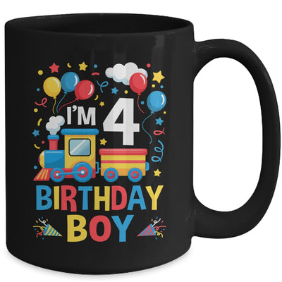 Four 4yr 4th Kids Boys Girls Train Birthday Boy 4 Years Old Mug | teecentury