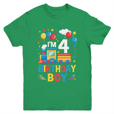 Four 4yr 4th Kids Boys Girls Train Birthday Boy 4 Years Old Youth Shirt | teecentury
