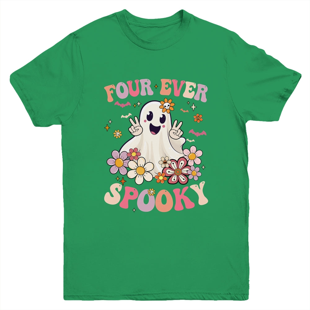 Four Ever Spooky Halloween 4th Birthday Party Decorations Youth Shirt | teecentury