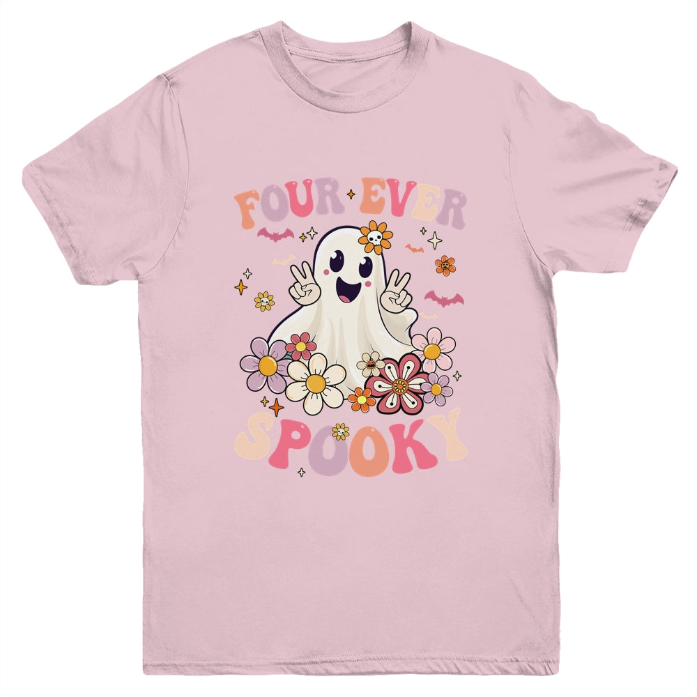 Four Ever Spooky Halloween 4th Birthday Party Decorations Youth Shirt | teecentury