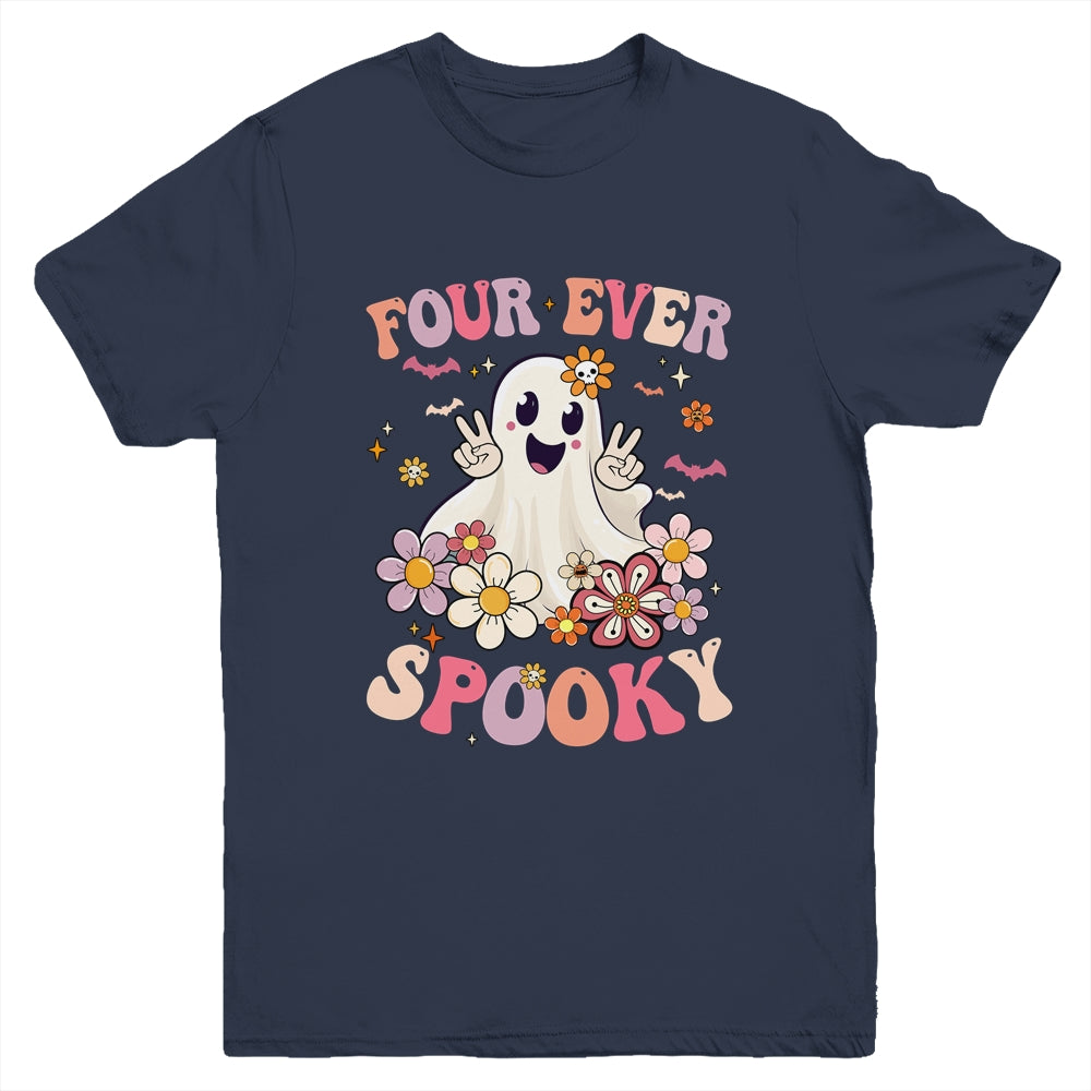 Four Ever Spooky Halloween 4th Birthday Party Decorations Youth Shirt | teecentury