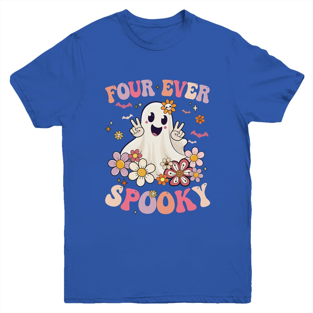 Four Ever Spooky Halloween 4th Birthday Party Decorations Youth Shirt | teecentury