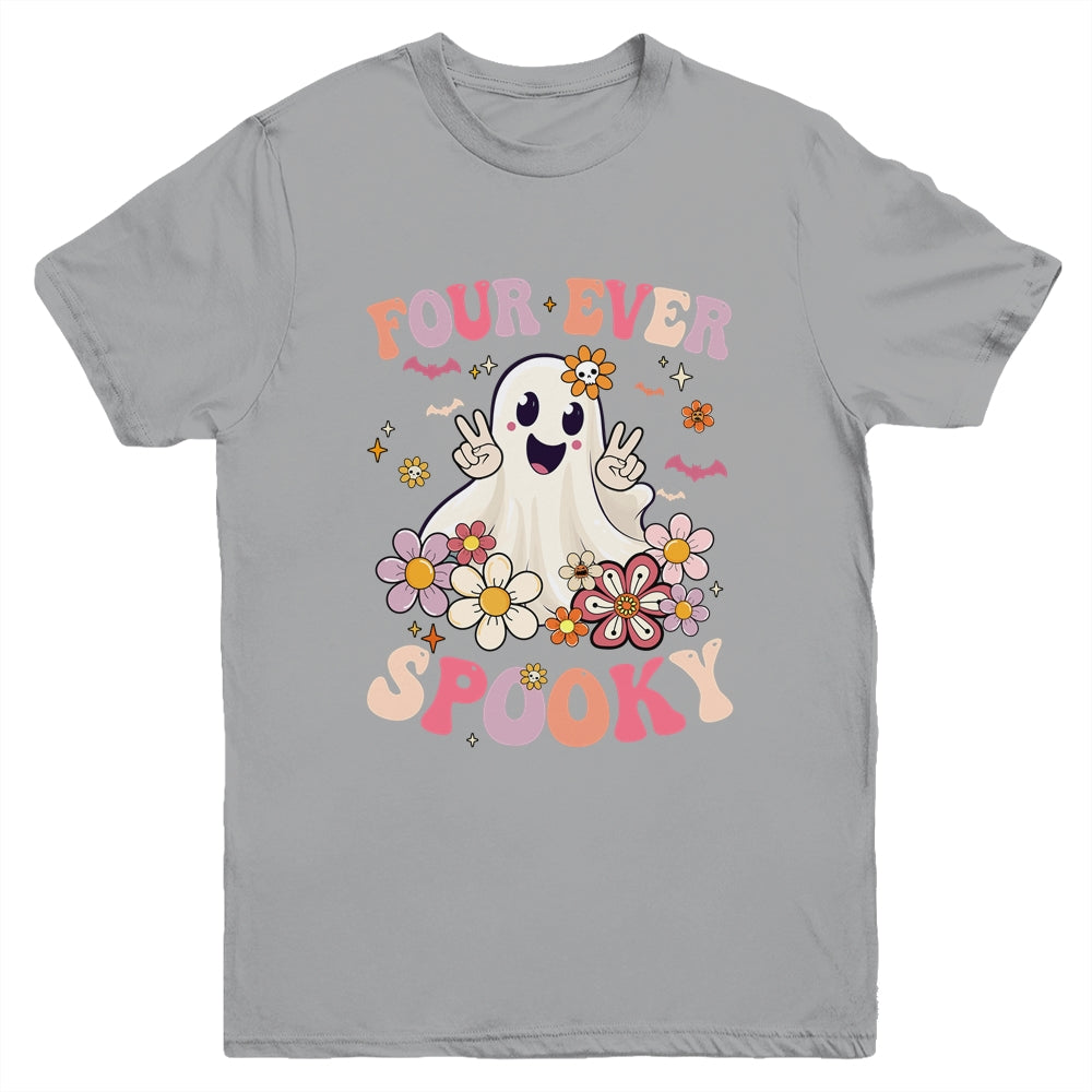 Four Ever Spooky Halloween 4th Birthday Party Decorations Youth Shirt | teecentury