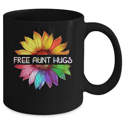 Free Aunt Hugs LGBTQ LGBT Pride Daisy Rainbow Flower Mug | teecentury
