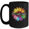 Free Aunt Hugs LGBTQ LGBT Pride Daisy Rainbow Flower Mug | teecentury