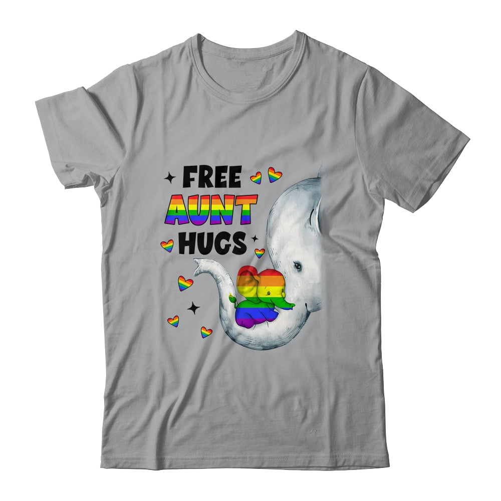 Free Aunt Hugs Rainbow Elephant LGBT Pride Month Shirt & Tank Top | teecentury