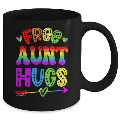 Free Aunt Hugs Rainbow LGBT Lesbian Gay Pride Trans Retro Mug | teecentury