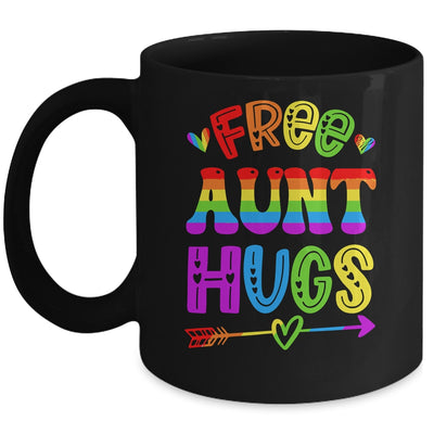 Free Aunt Hugs Rainbow LGBT Lesbian Gay Pride Trans Retro Mug | teecentury