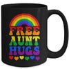 Free Aunt Hugs Rainbow LGBT Lesbian Gay Trans Pride Groovy Mug | teecentury