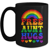 Free Aunt Hugs Rainbow LGBT Lesbian Gay Trans Pride Groovy Mug | teecentury