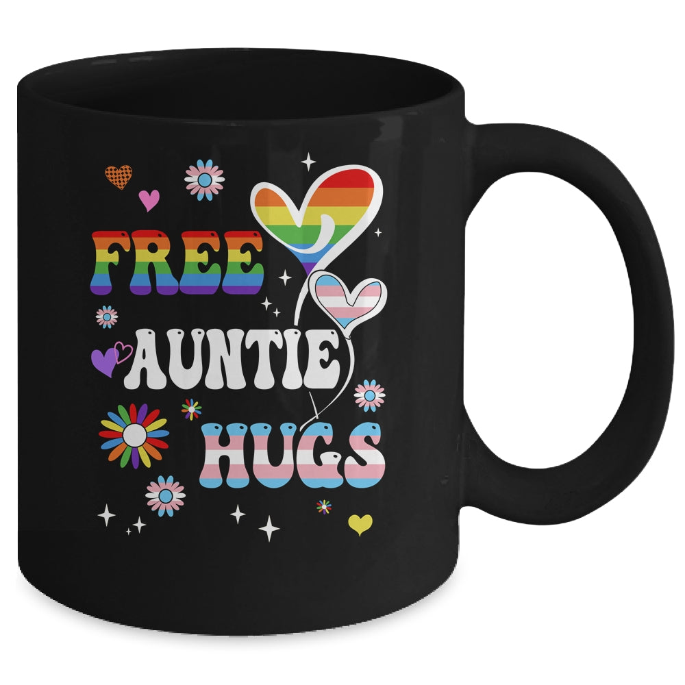Free Auntie Hugs LGBT Gay Pride Transgender Rainbow Flag Mug | teecentury