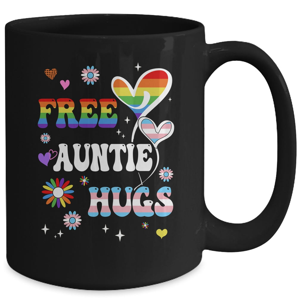 Free Auntie Hugs LGBT Gay Pride Transgender Rainbow Flag Mug | teecentury