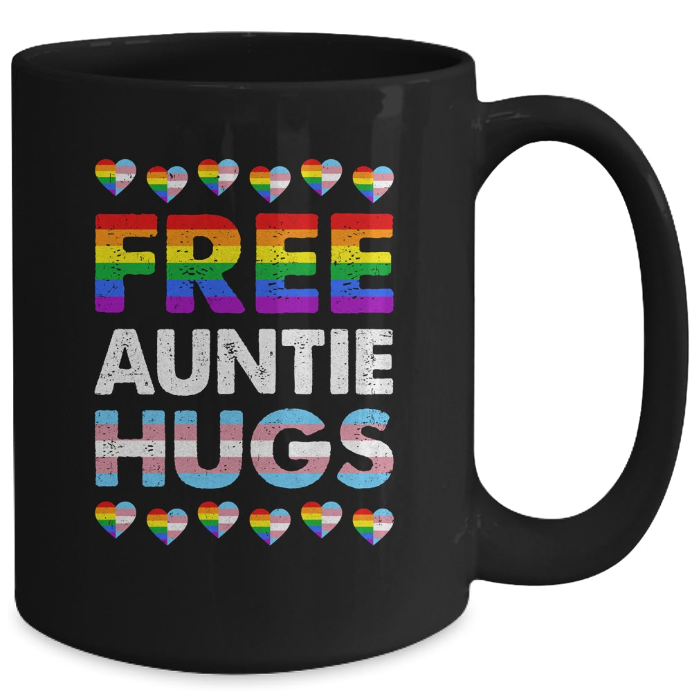 Free Auntie Hugs Rainbow LGBTQ Gay Pride Month Proud Ally Mug | teecentury