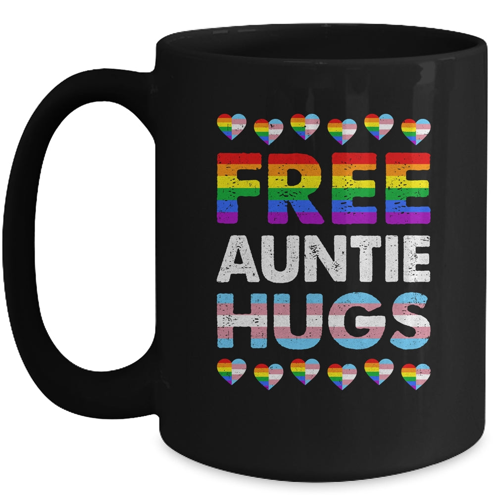 Free Auntie Hugs Rainbow LGBTQ Gay Pride Month Proud Ally Mug | teecentury
