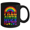 Free Auntie Hugs Rainbow LGBT Lesbian Gay Trans Pride Groovy Mug | teecentury