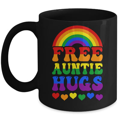 Free Auntie Hugs Rainbow LGBT Lesbian Gay Trans Pride Groovy Mug | teecentury