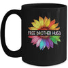 Free Brother Hugs LGBTQ LGBT Pride Daisy Rainbow Flower Mug | teecentury