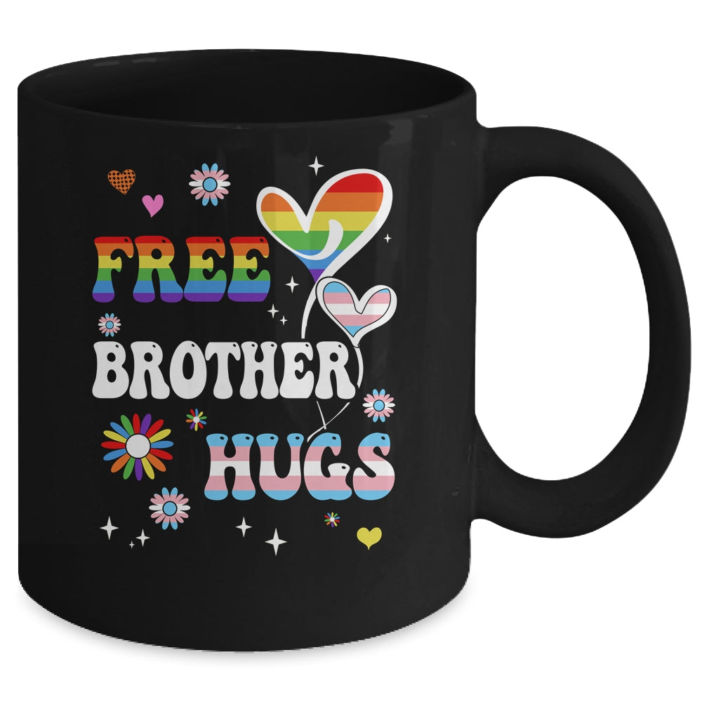 Free Brother Hugs LGBT Gay Pride Transgender Rainbow Flag Mug | teecentury