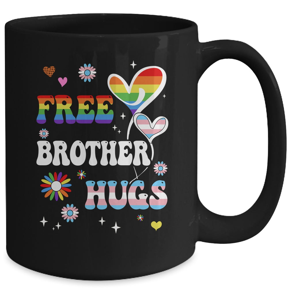 Free Brother Hugs LGBT Gay Pride Transgender Rainbow Flag Mug | teecentury