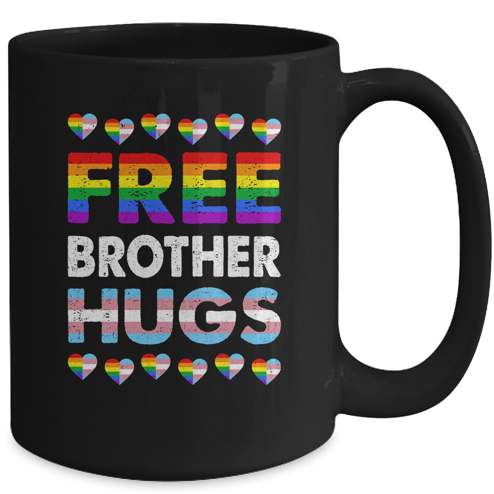 Free Brother Hugs Rainbow LGBTQ Gay Pride Month Proud Ally Mug | teecentury