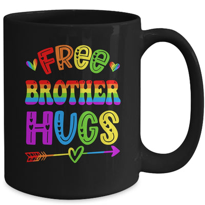 Free Brother Hugs Rainbow LGBT Lesbian Gay Pride Trans Retro Mug | teecentury