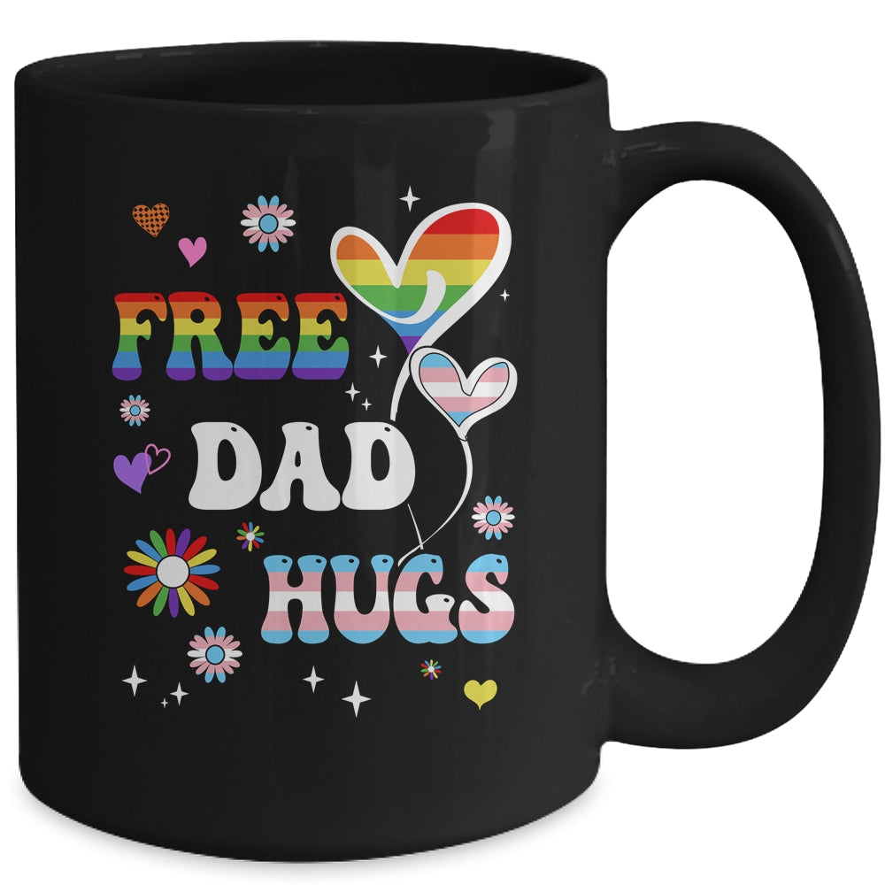 Free Dad Hugs LGBT Gay Pride Transgender Rainbow Flag Mug | teecentury