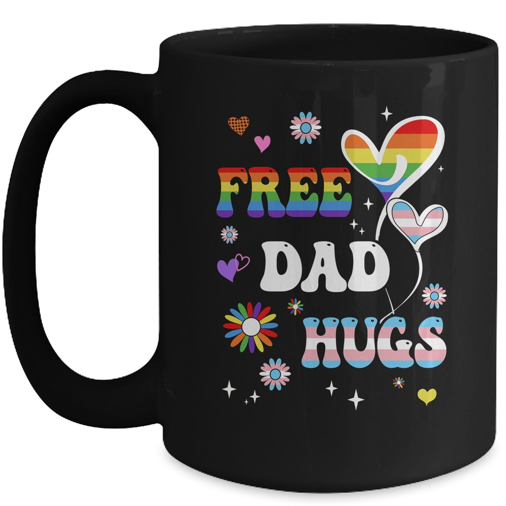 Free Dad Hugs LGBT Gay Pride Transgender Rainbow Flag Mug | teecentury