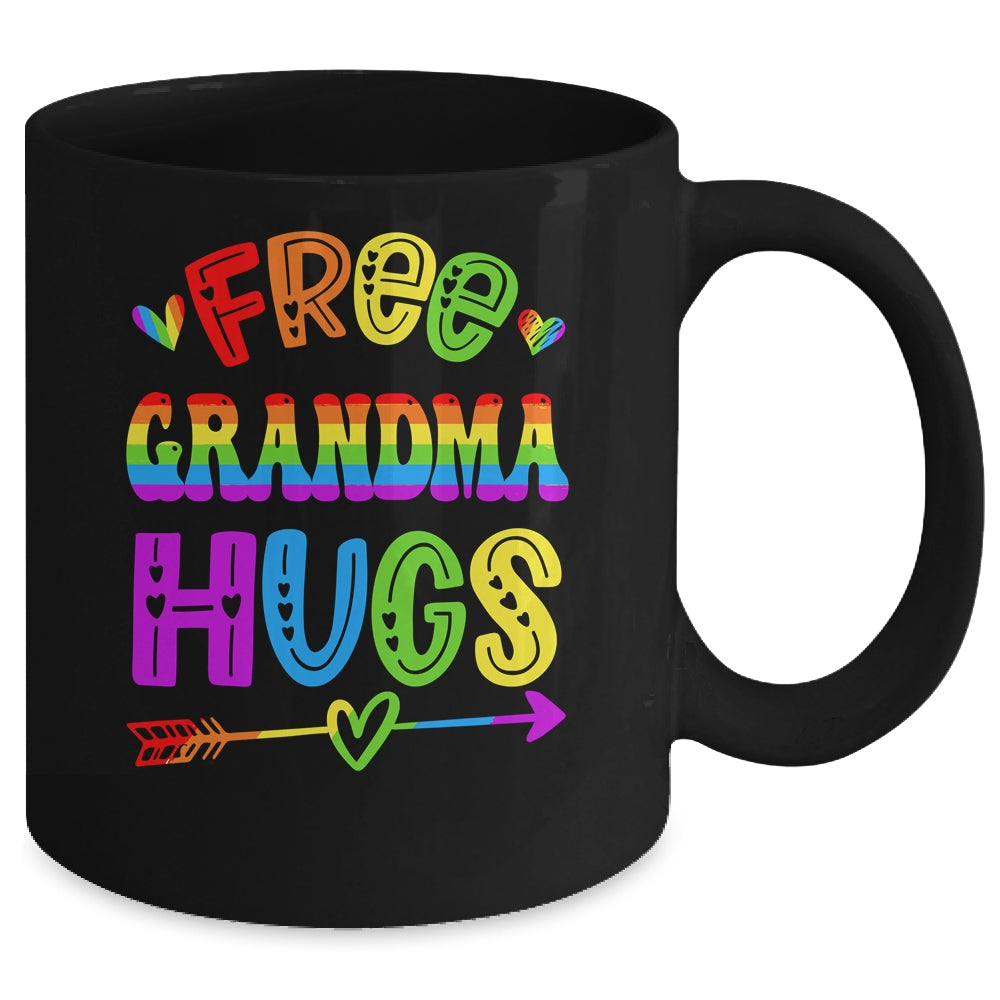 Free Grandma Hugs Rainbow LGBT Lesbian Gay Pride Trans Retro Mug | teecentury
