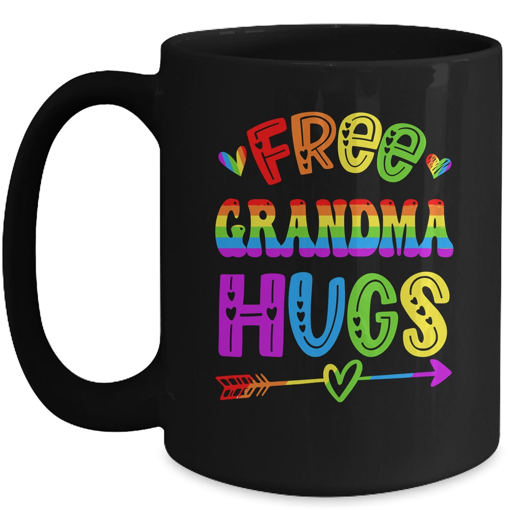 Free Grandma Hugs Rainbow LGBT Lesbian Gay Pride Trans Retro Mug | teecentury
