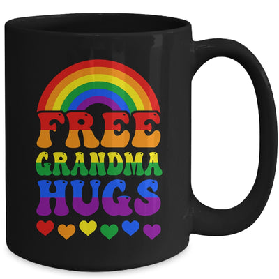 Free Grandma Hugs Rainbow LGBT Lesbian Gay Trans Groovy Mug | teecentury