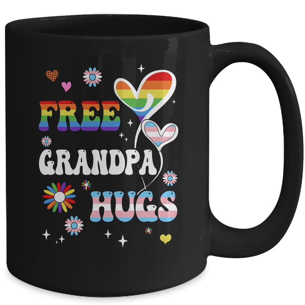 Free Grandpa Hugs LGBT Gay Pride Transgender Rainbow Flag Mug | teecentury