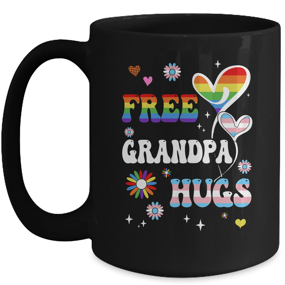 Free Grandpa Hugs LGBT Gay Pride Transgender Rainbow Flag Mug | teecentury