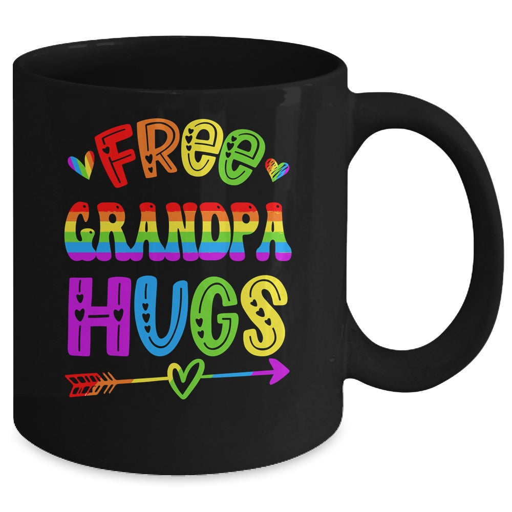 Free Grandpa Hugs Rainbow LGBT Lesbian Gay Pride Trans Retro Mug | teecentury