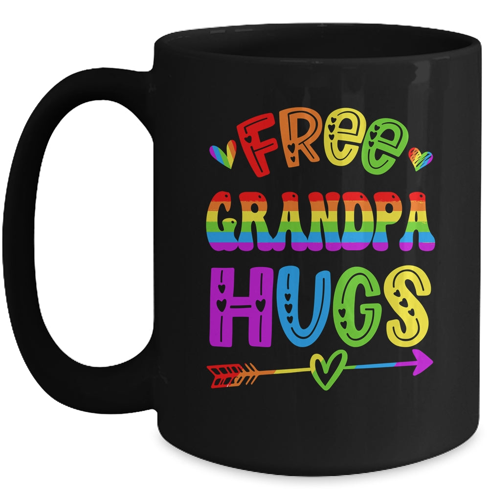 Free Grandpa Hugs Rainbow LGBT Lesbian Gay Pride Trans Retro Mug | teecentury