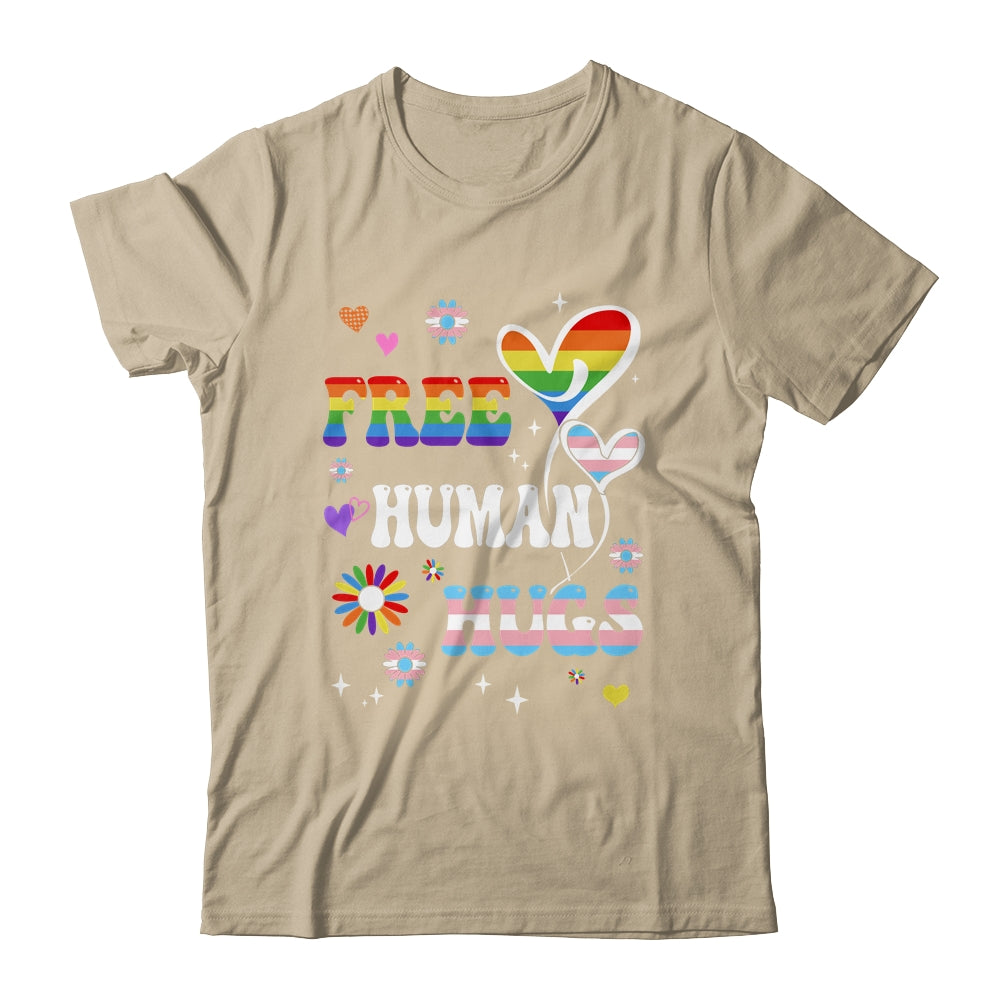 Free Human Hugs LGBT Gay Pride Transgender Rainbow Flag Shirt & Tank Top | teecentury
