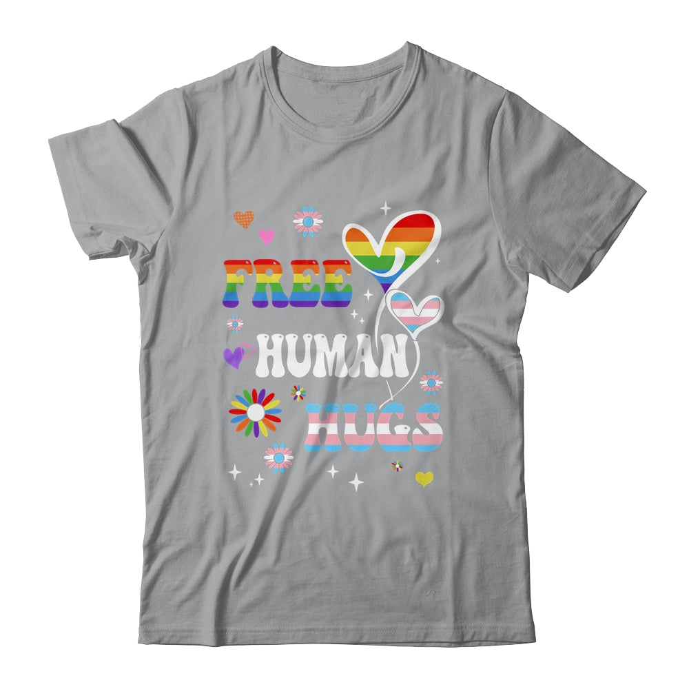 Free Human Hugs LGBT Gay Pride Transgender Rainbow Flag Shirt & Tank Top | teecentury