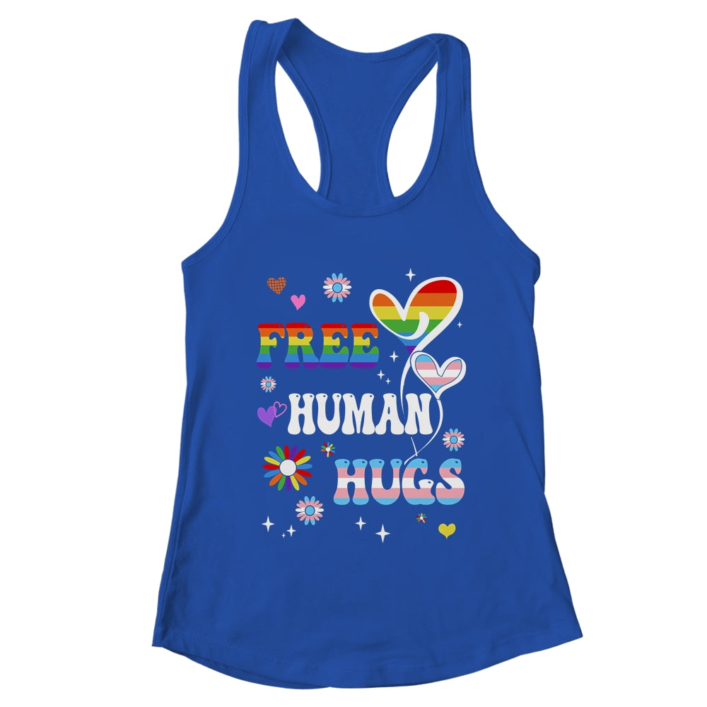 Free Human Hugs LGBT Gay Pride Transgender Rainbow Flag Shirt & Tank Top | teecentury