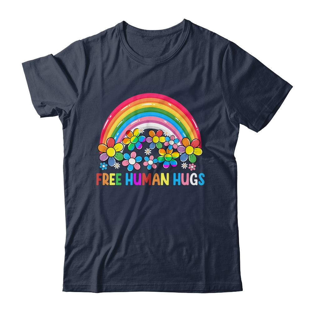 Free Human Hugs LGBT Pride LGBTQ Lesbian Gay Rainbow Shirt & Tank Top | teecentury