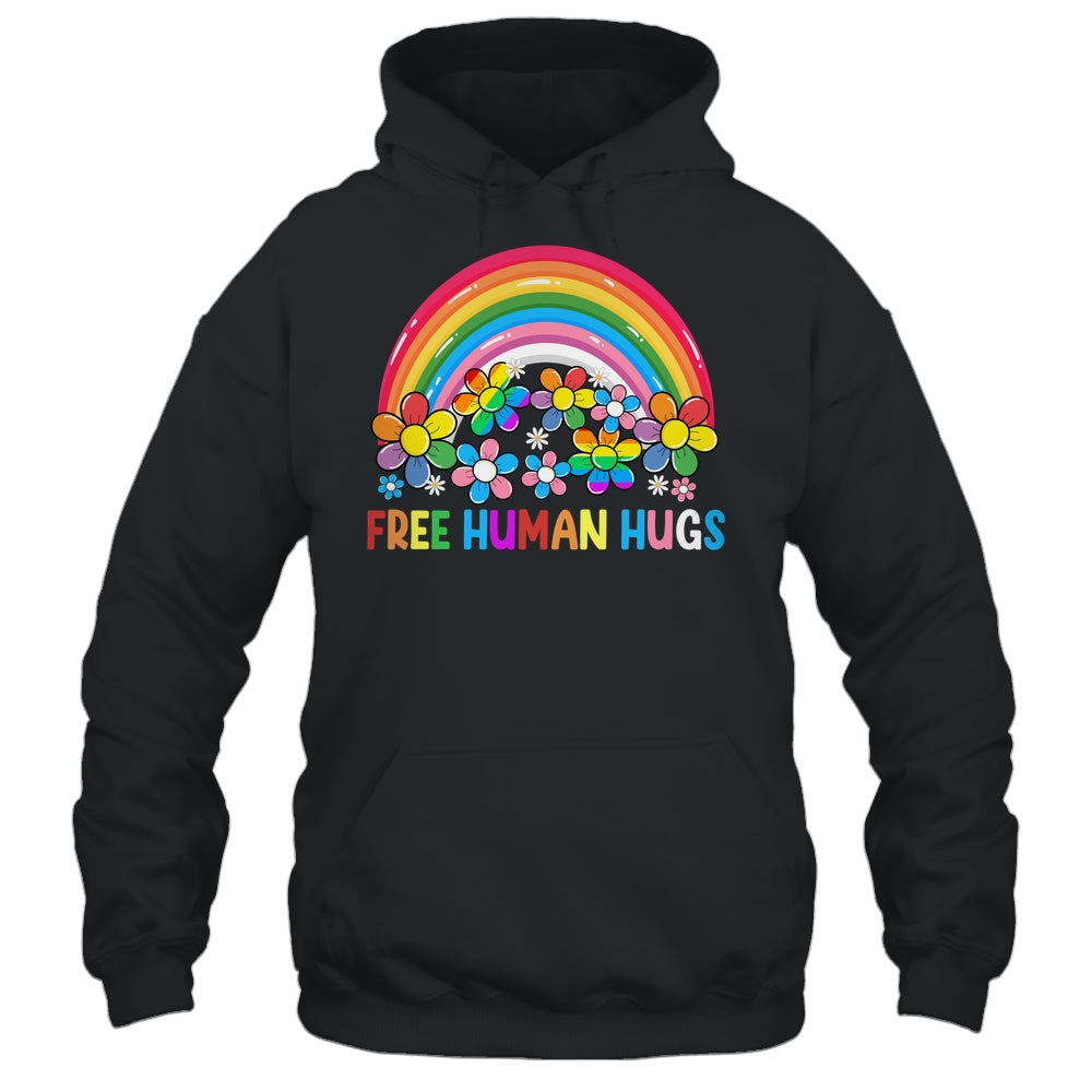 Free Human Hugs LGBT Pride LGBTQ Lesbian Gay Rainbow Shirt & Tank Top | teecentury
