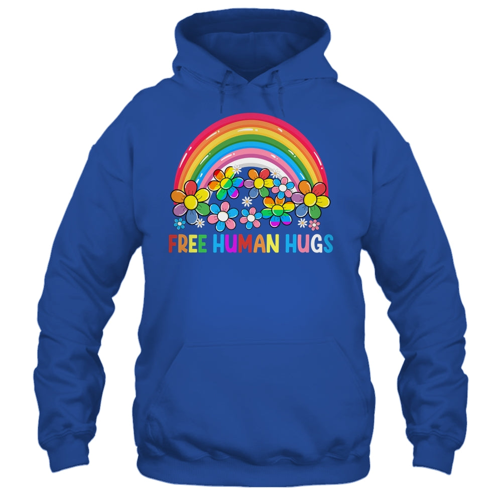 Free Human Hugs LGBT Pride LGBTQ Lesbian Gay Rainbow Shirt & Tank Top | teecentury