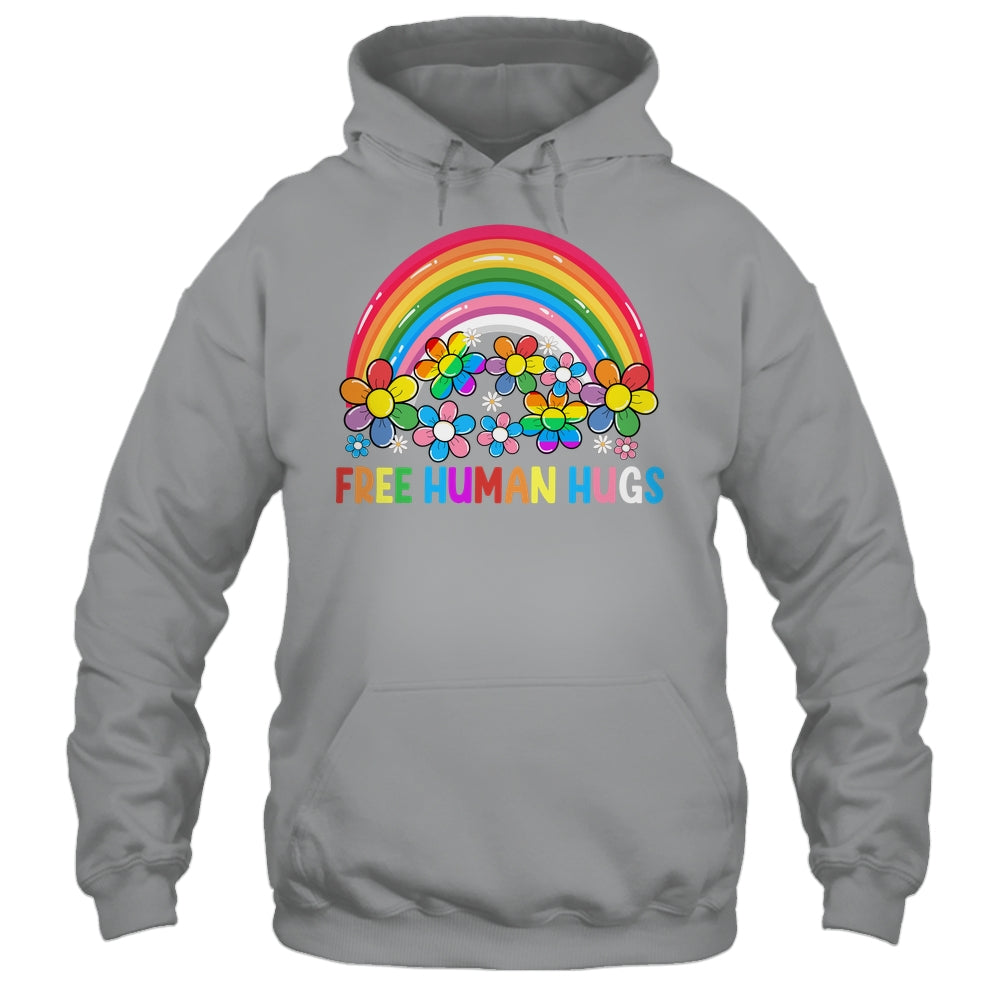 Free Human Hugs LGBT Pride LGBTQ Lesbian Gay Rainbow Shirt & Tank Top | teecentury