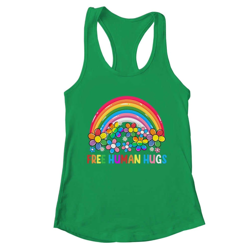 Free Human Hugs LGBT Pride LGBTQ Lesbian Gay Rainbow Shirt & Tank Top | teecentury