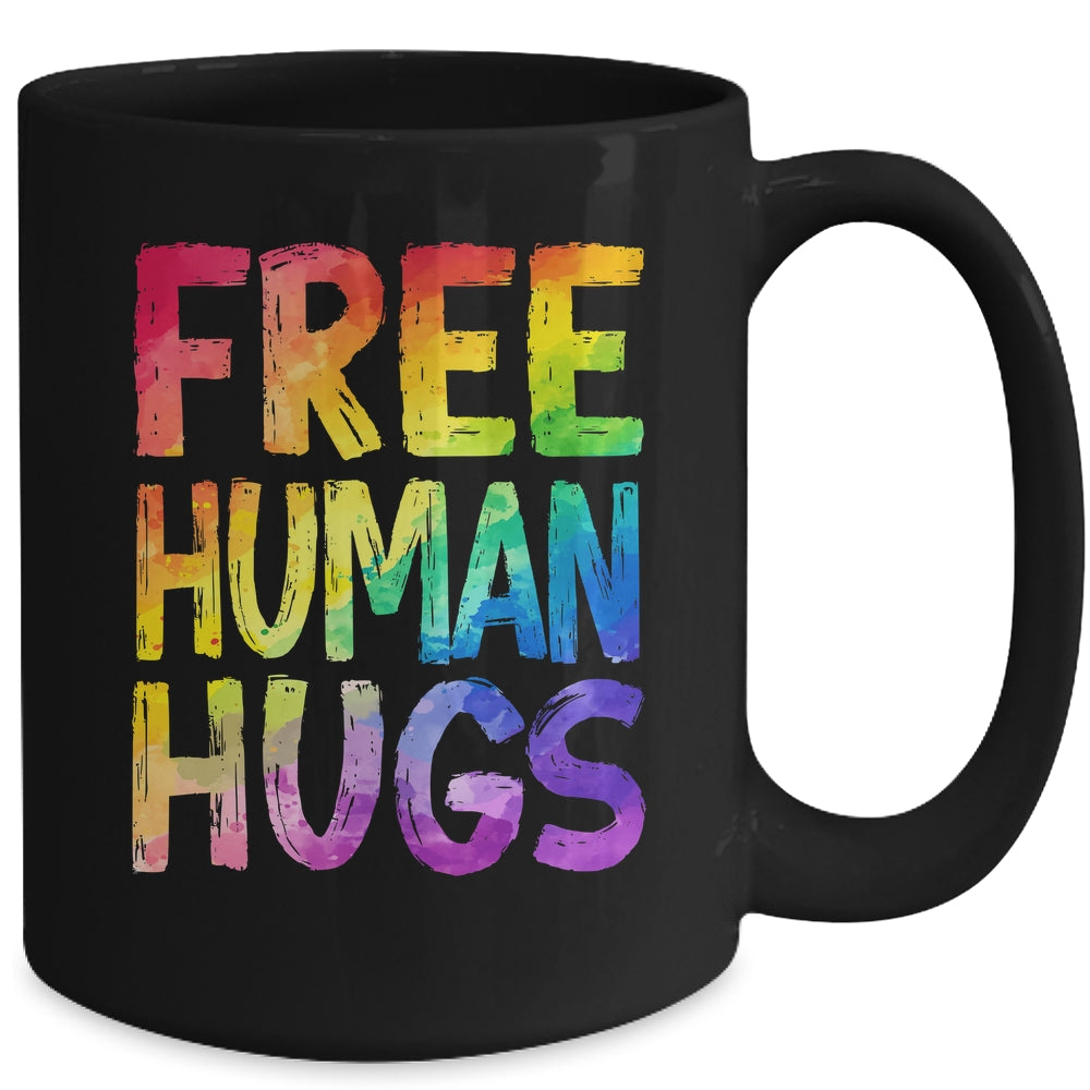Free Human Hugs LGBT Pride LGBTQ Lesbian Gay Rainbow Women Men Mug | teecentury