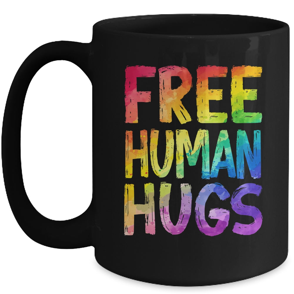 Free Human Hugs LGBT Pride LGBTQ Lesbian Gay Rainbow Women Men Mug | teecentury