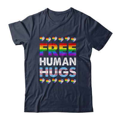 Free Human Hugs Rainbow LGBTQ Gay Pride Month Proud Ally Shirt & Tank Top | teecentury