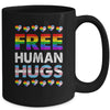 Free Human Hugs Rainbow LGBTQ Gay Pride Month Proud Ally Mug | teecentury