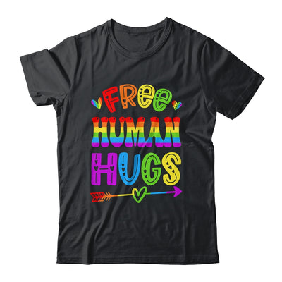 Free Human Hugs Rainbow LGBT Lesbian Gay Pride Trans Retro Shirt & Tank Top | teecentury