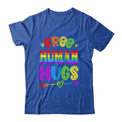 Free Human Hugs Rainbow LGBT Lesbian Gay Pride Trans Retro Shirt & Tank Top | teecentury