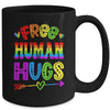 Free Human Hugs Rainbow LGBT Lesbian Gay Pride Trans Retro Mug | teecentury