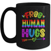 Free Human Hugs Rainbow LGBT Lesbian Gay Pride Trans Retro Mug | teecentury